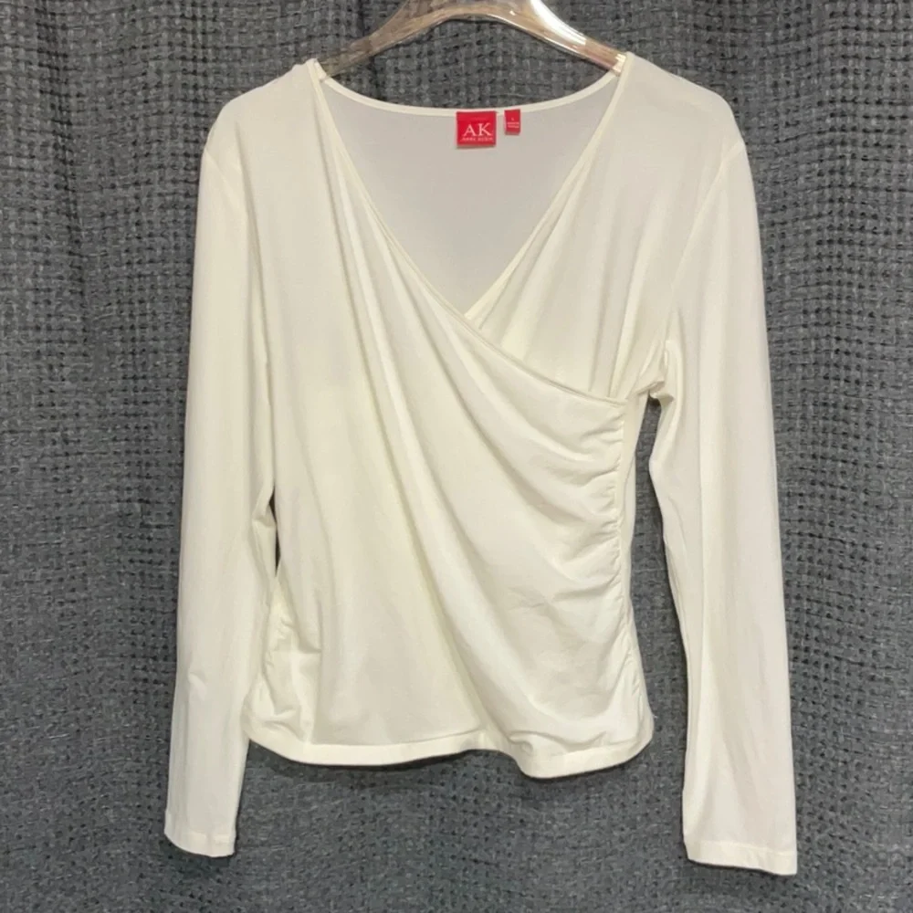 ANNE KLEIN Crossover Top, Cream - Picture 1 of 4